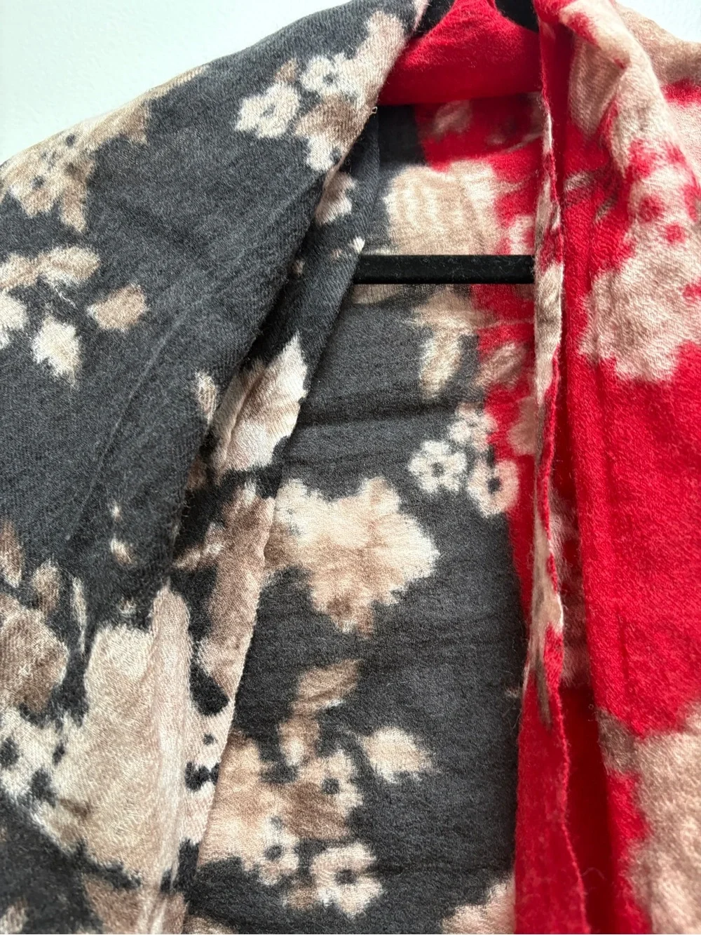 J. Jill Two-Tone Floral Wrap Scarf 100% Wool Floral